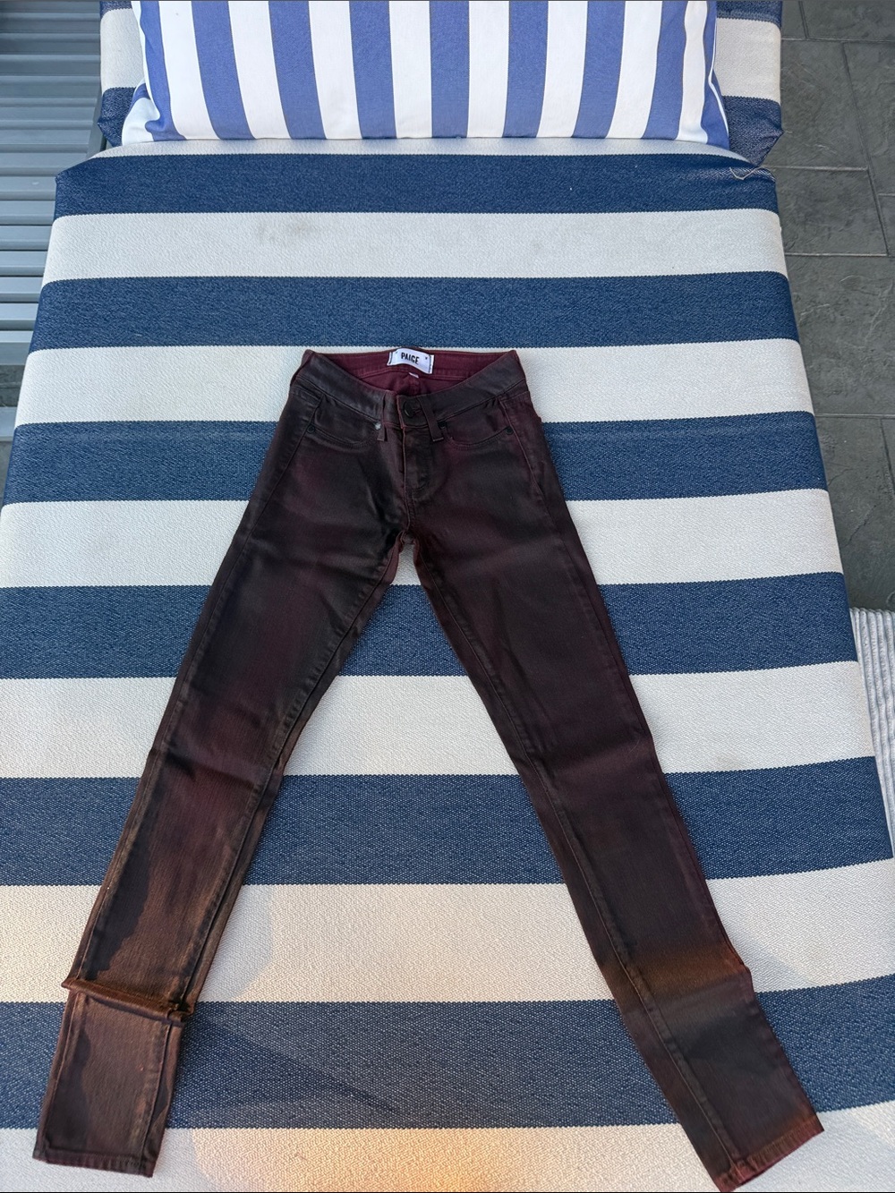 PAIGE Maroon to Black Ombre Skinny Jeans